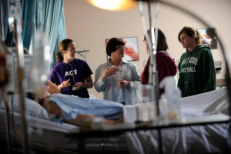 Nursing students in lab