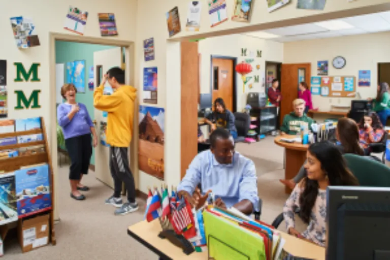 internatinal students in marywood office