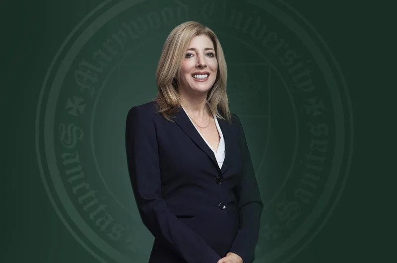 Marywood's 13th President Lisa A. Lori is pictured in a dark blue suit against a green backdrop with the Marywood seal. Inauguration Events Set for Marywood's 13th President