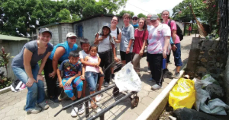 Marywood Students on the site of a service project 2018