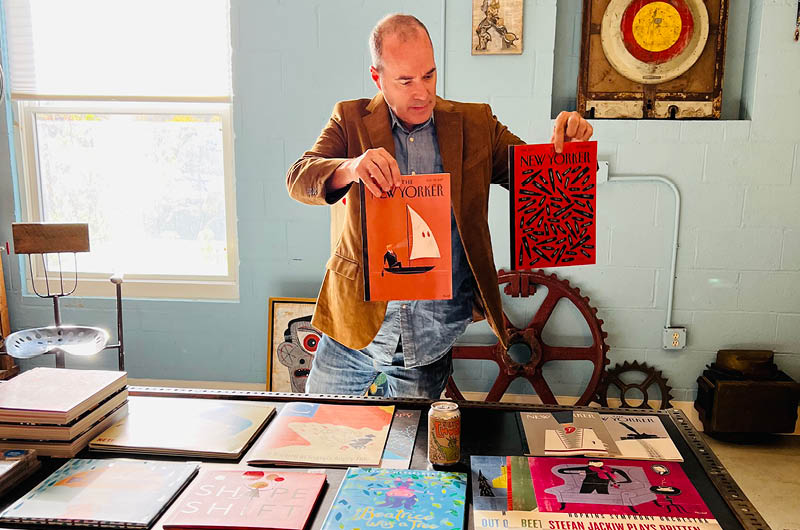 David Plunkert of Marywood's MFA program displaying works from the program